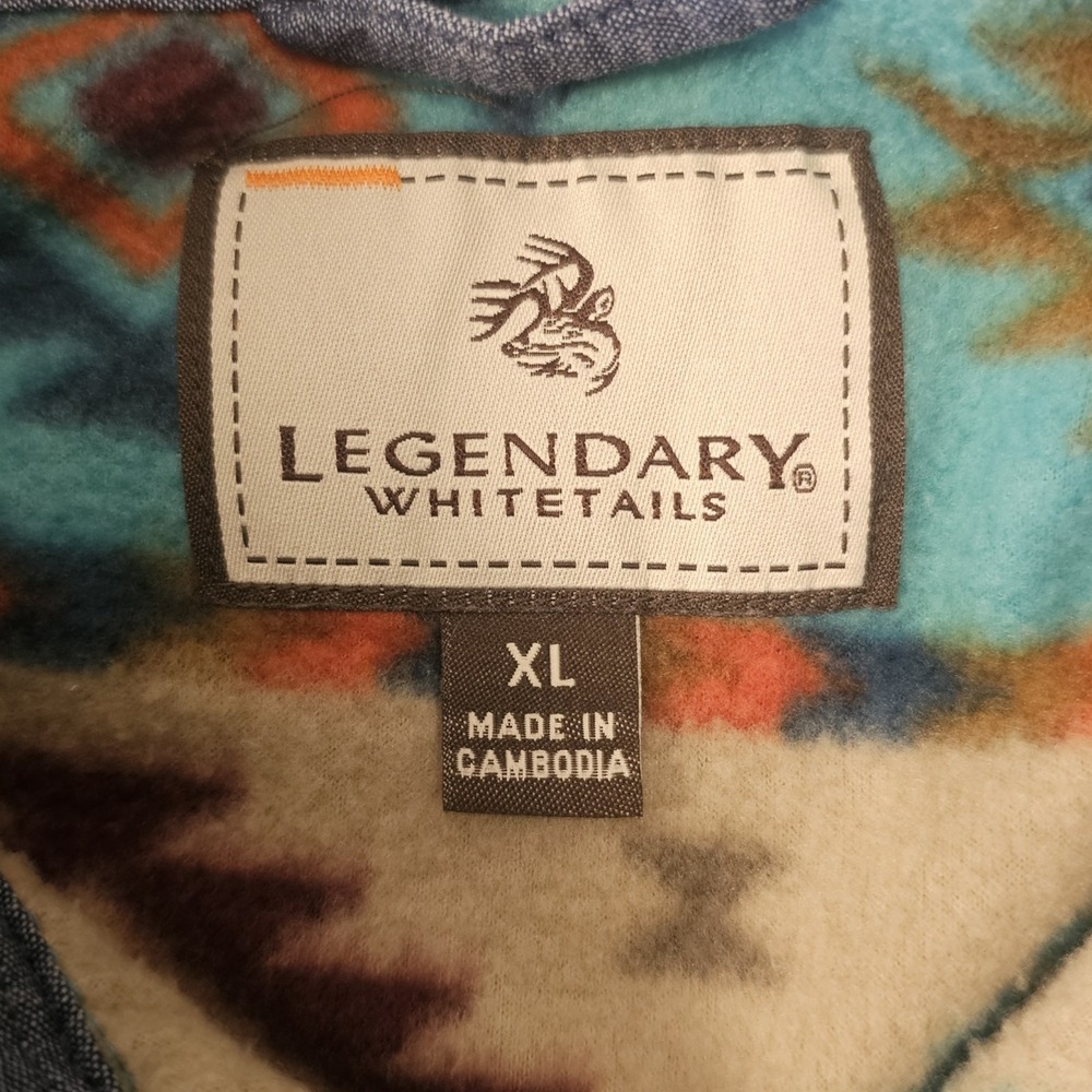 Legendary Whitetails Shirt Womens XL Flannel Fleece Shacket Aztec Turquoise - Picture 4 of 7